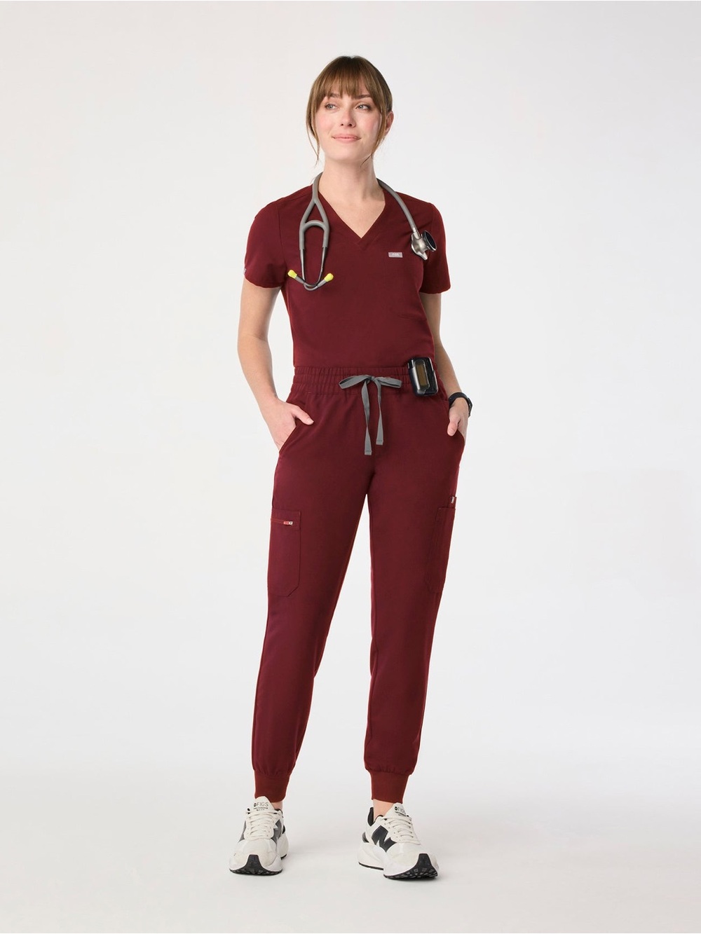 Figs Women's Maroon Jogger Scrub Set Top Bottoms Size L Top Large Petite Bottom